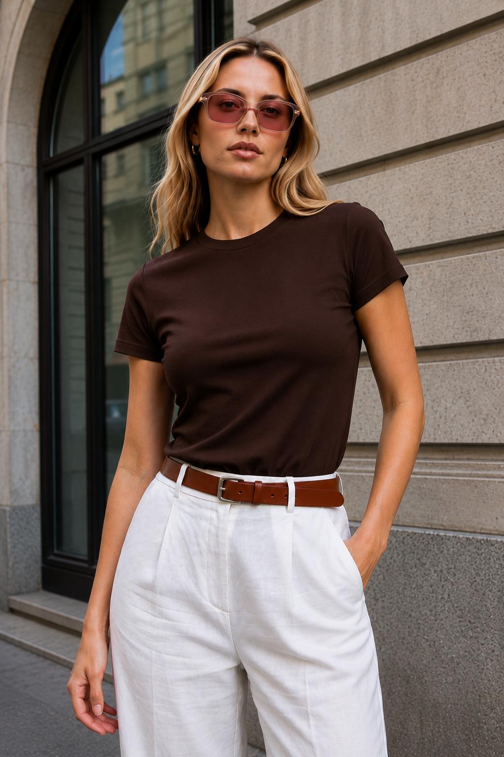 Kadın Bisiklet Yaka Body T-shirt